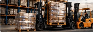 Forklift moving palletised freight